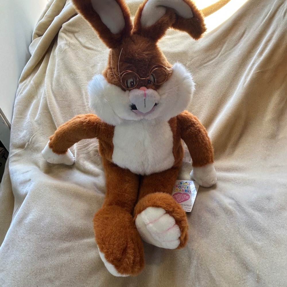 Vintage G.T.C. Sonic Snoring Rabbit Plush Toy Brown Moving Belly Sleepy Kitsch
